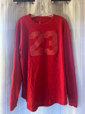 Jordan Red Long Sleeve Shirt with '23' Front Graphic